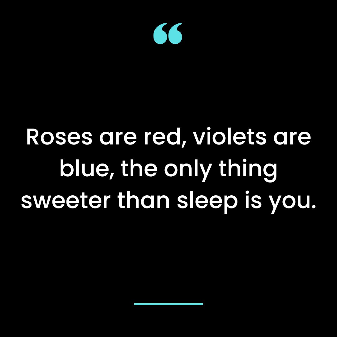 Roses are red, violets are blue, the only thing sweeter than sleep is you.