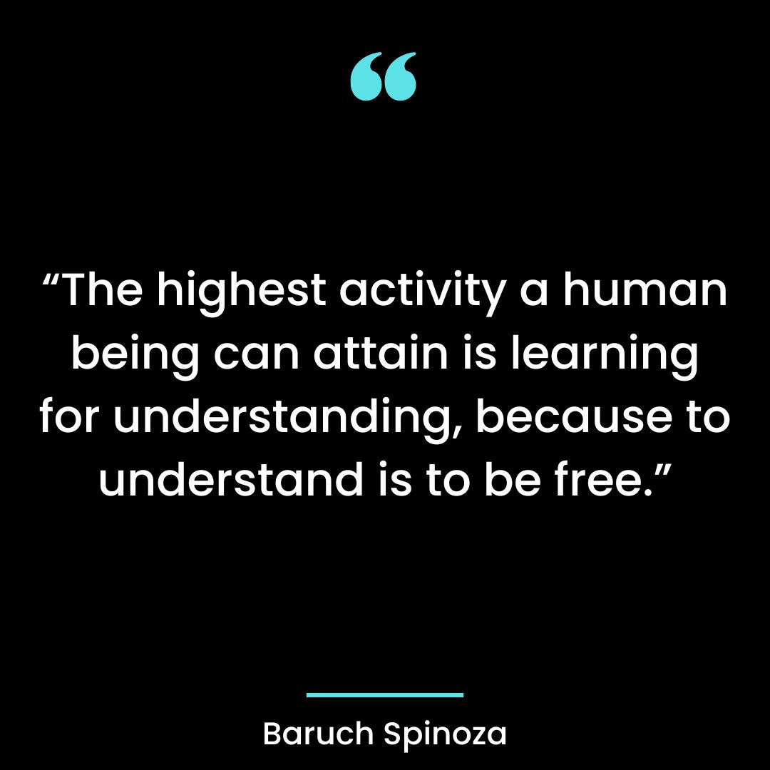 “The highest activity a human being can attain is learning for understanding,