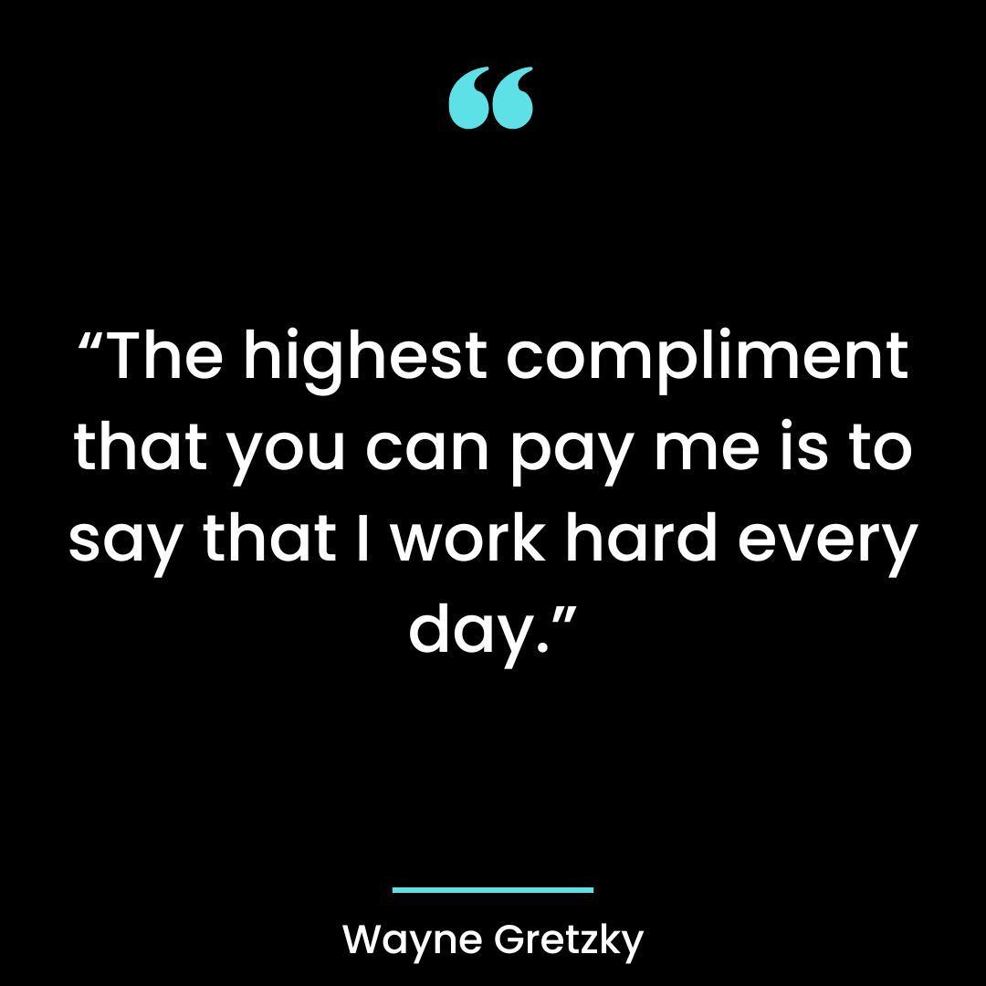 The highest compliment that you can pay me is to say that I work hard every day.