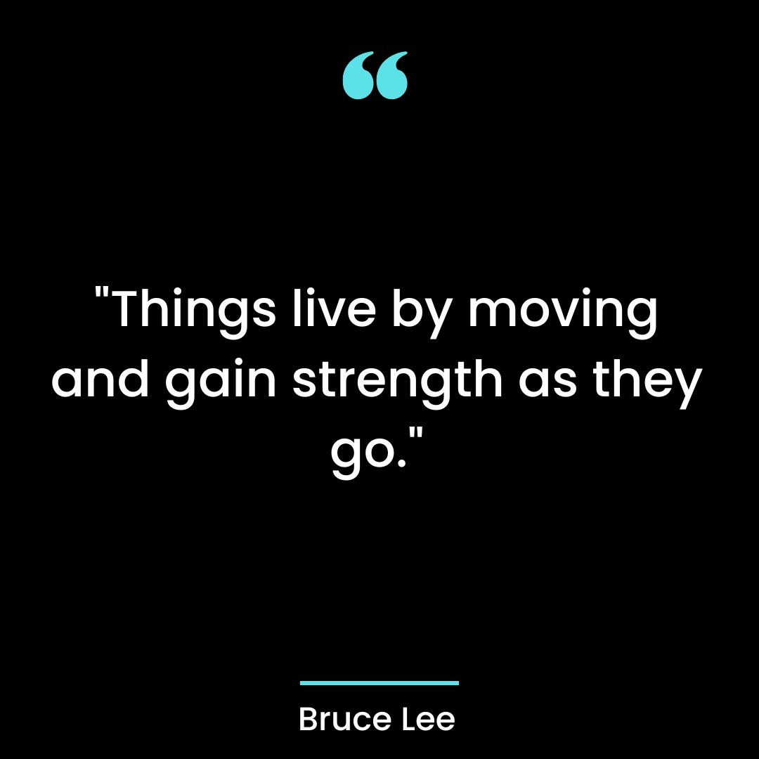 “Things live by moving and gain strength as they go.”