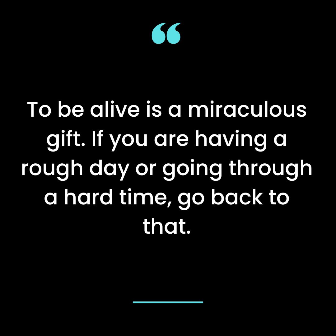 To be alive is a miraculous gift. If you are having a rough day or going through a hard time