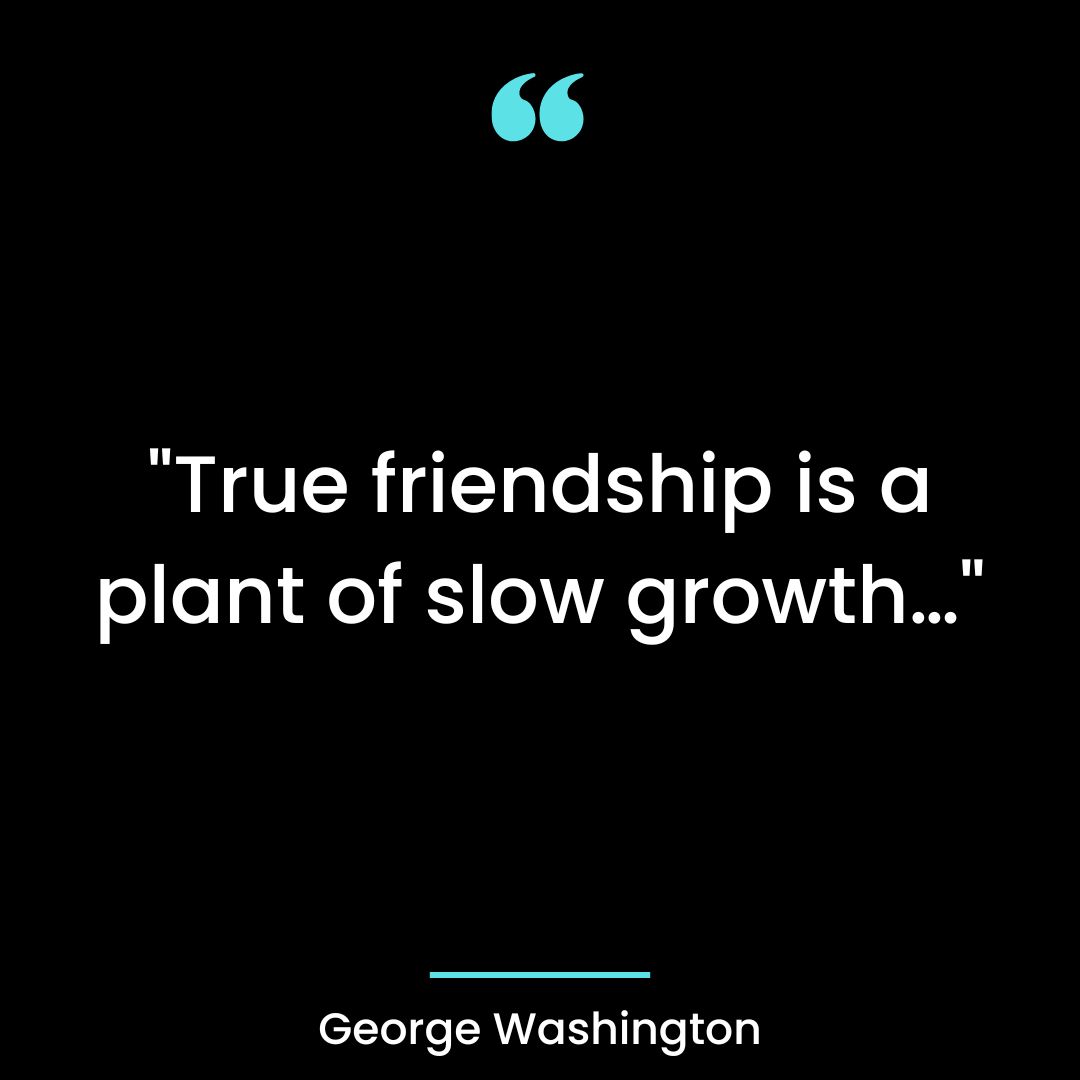 “True friendship is a plant of slow growth…”
