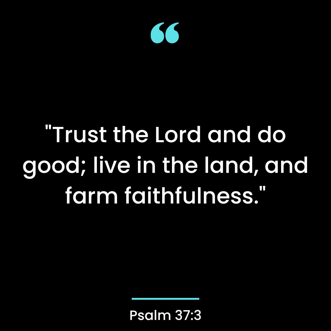 “Trust the Lord and do good; live in the land, and farm faithfulness.”