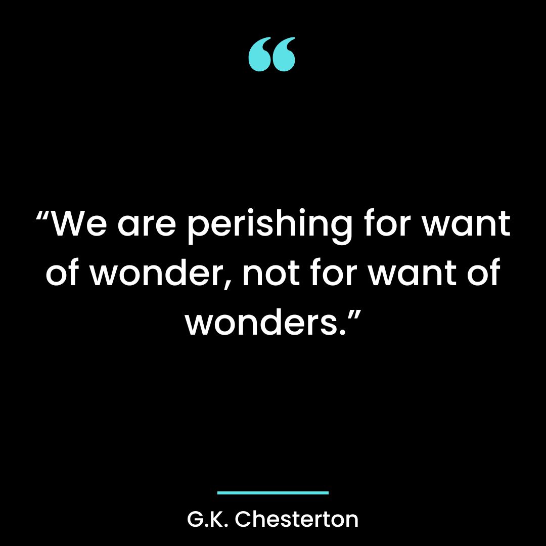 “We are perishing for want of wonder, not for want of wonders.”