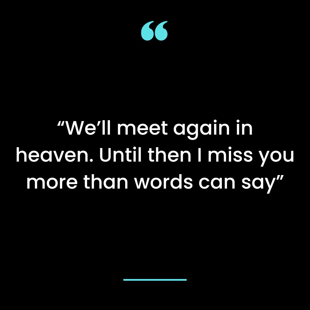 “We’ll meet again in heaven. Until then I miss you more than words can say”