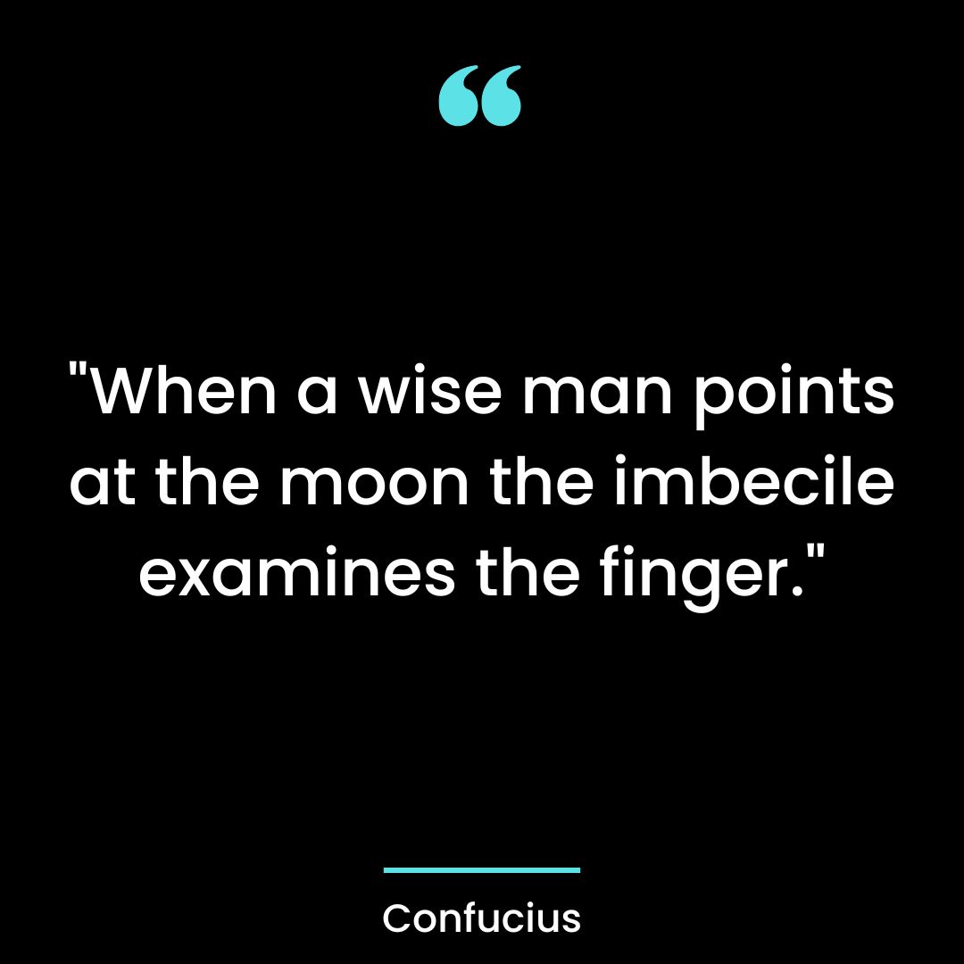 “When a wise man points at the moon the imbecile examines the finger.
