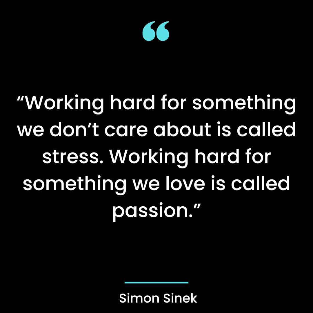 “Working hard for something we don’t care about is called stress