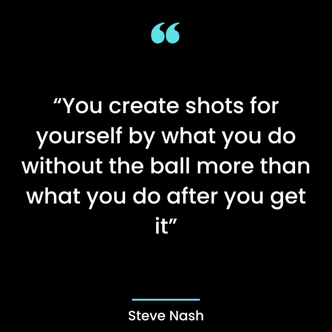 “You create shots for yourself by what you do without the ball more than what you do after