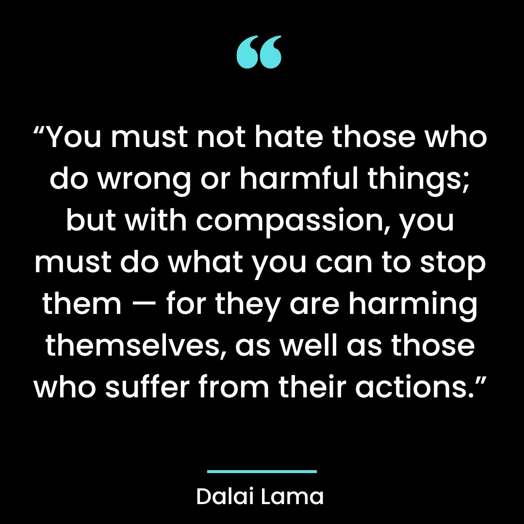 “You must not hate those who do wrong or harmful things; but with compassion,
