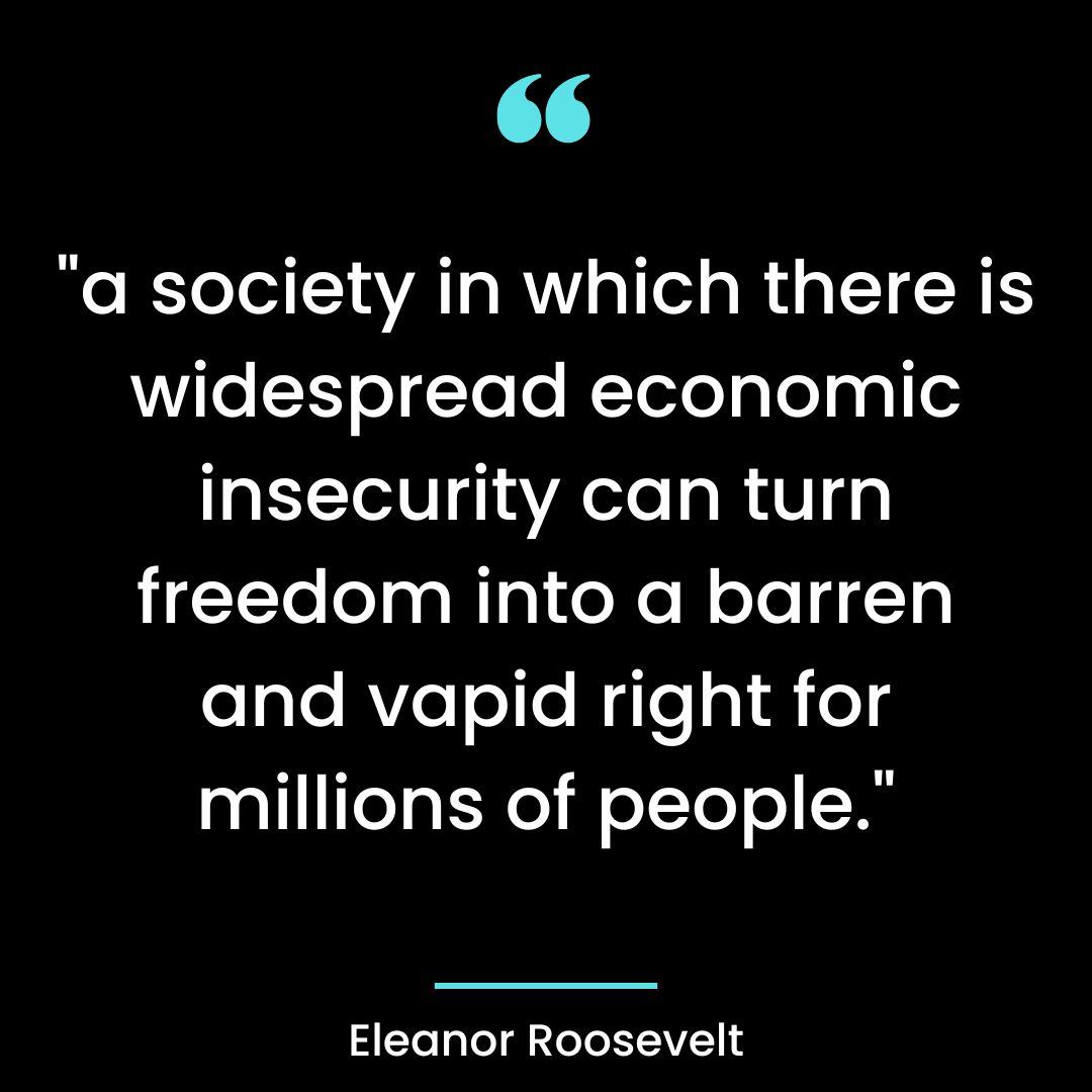 “a society in which there is widespread economic insecurity can turn freedom into a barren